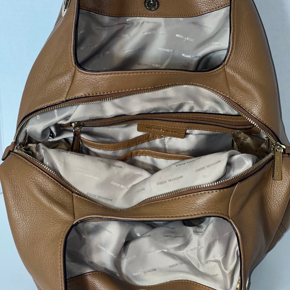 Michael Kors Large Fulton Triple Compartment Hobo Leather Shoulder Bag - Picture 8 of 16